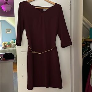 Wine 3/4 in sleeve dress